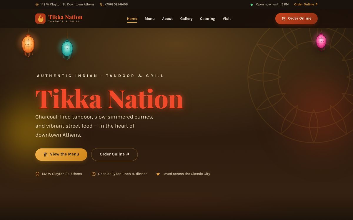 Tikka Nation Tandoor & Grill — website designed by Lure