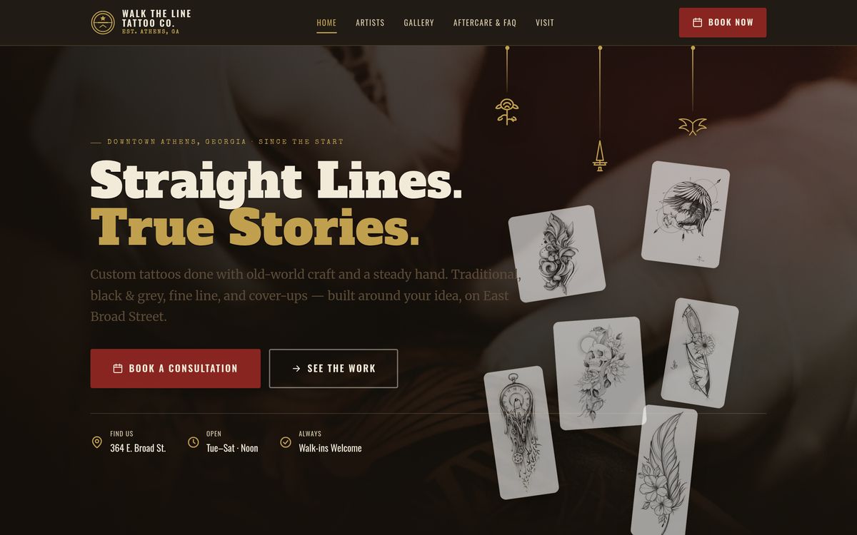 Walk The Line Tattoo Co. — website designed by Lure
