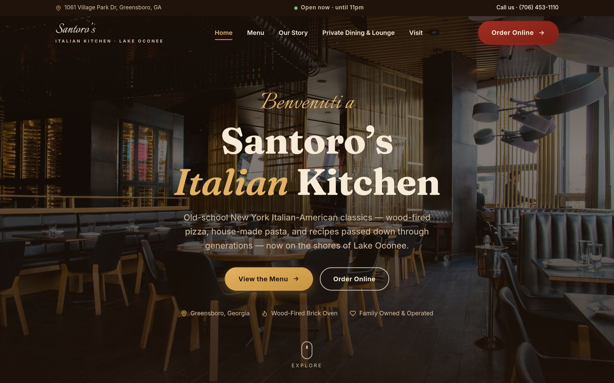 Santoro's Italian Kitchen — website designed by Lure